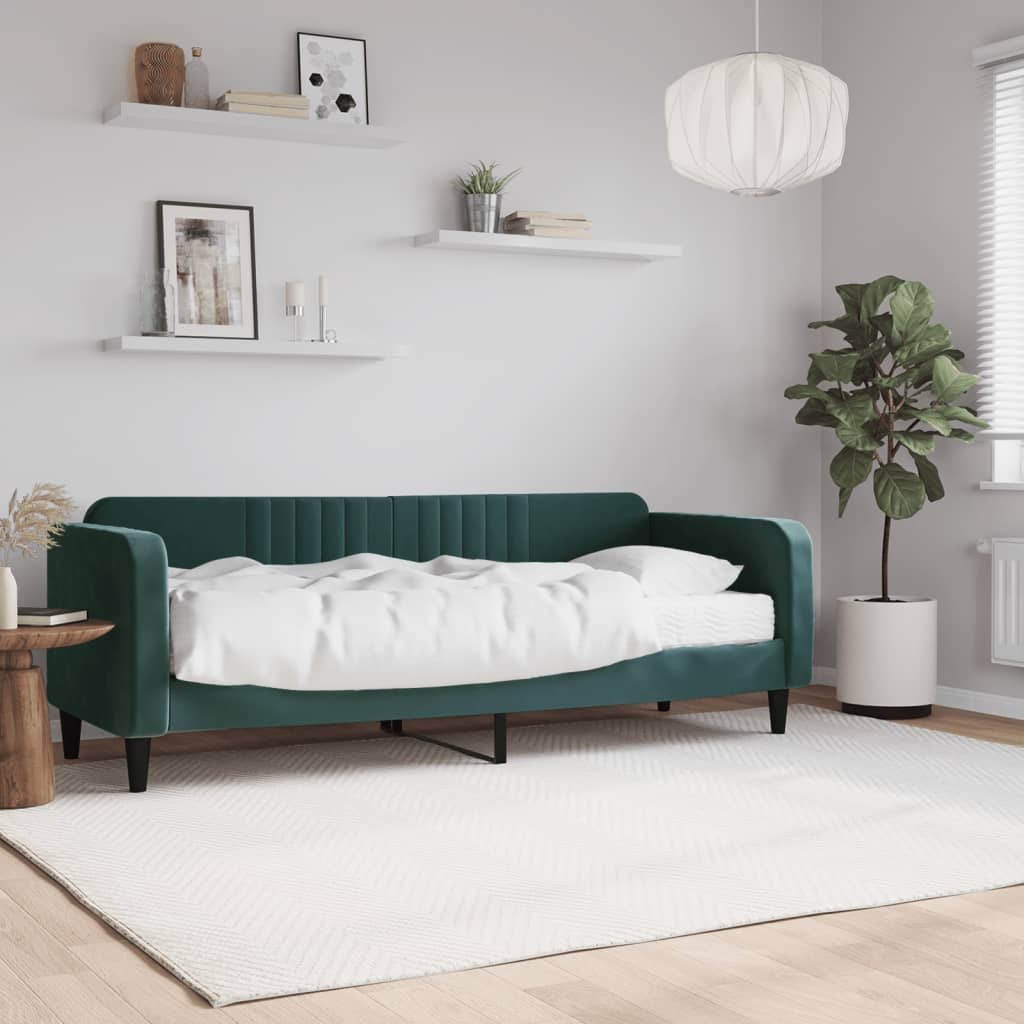 Sofa z materacem do spania, ciemnozielona, 80x200 cm, aksamit Lumarko!