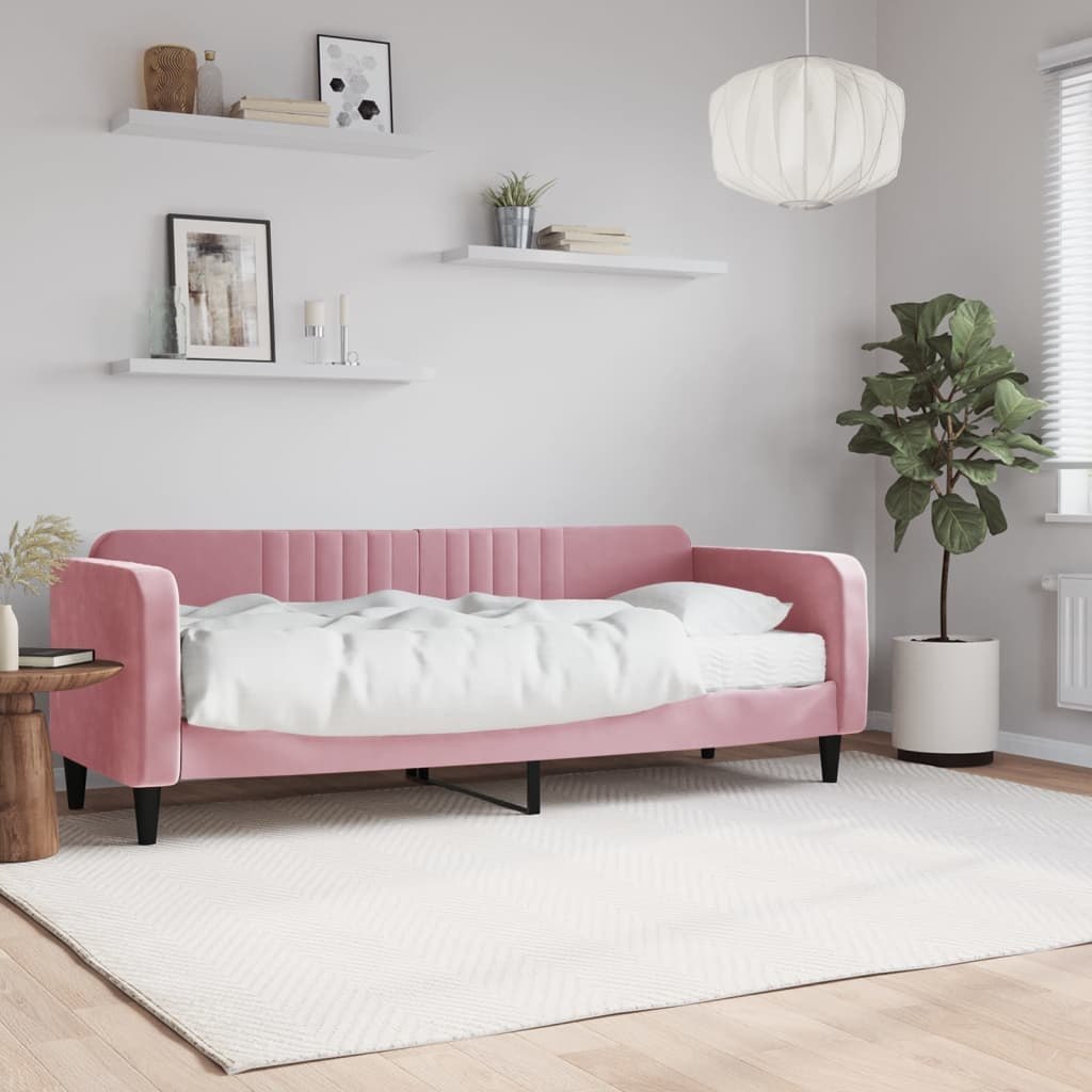 Sofa z materacem do spania, różowa, 80x200 cm, aksamit Lumarko!