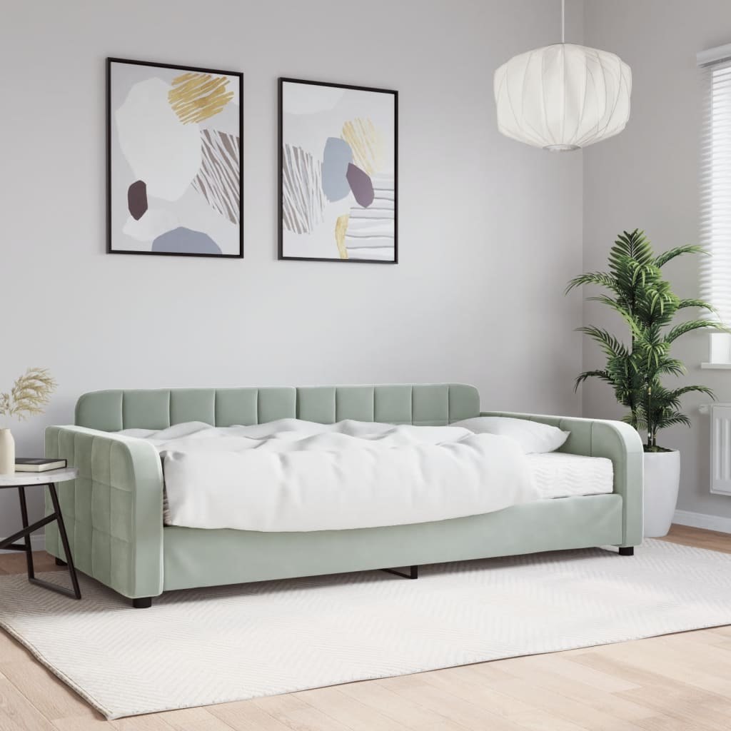 Sofa z materacem do spania, jasnoszara, 100x200 cm, aksamit Lumarko!
