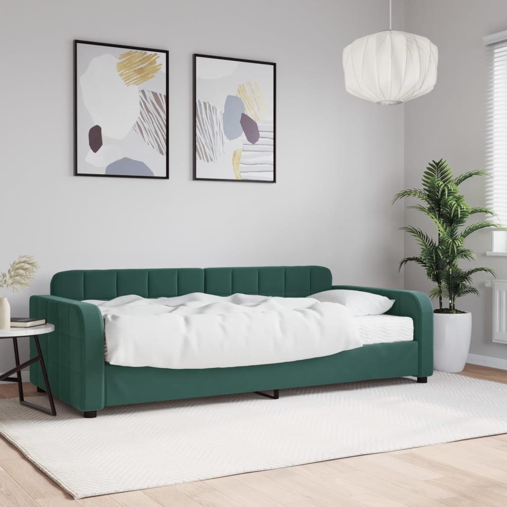 Sofa z materacem do spania, ciemnozielona, 90x200 cm, aksamit Lumarko!