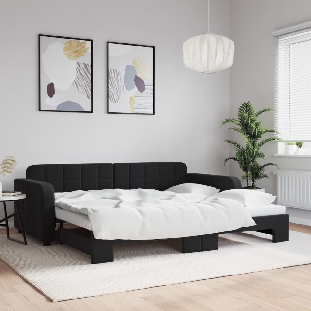 Sofa rozsuwana, czarna, 90x200 cm, aksamit Lumarko!