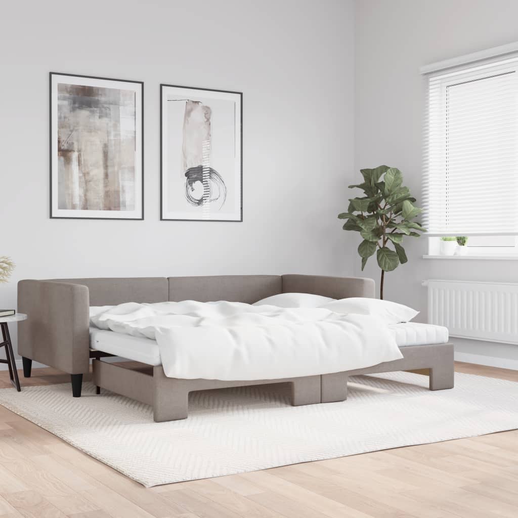 Sofa rozsuwana z materacami, kolor taupe, 100x200 cm, tkanina Lumarko!