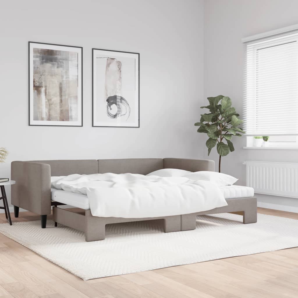 Sofa rozsuwana z materacami, kolor taupe, 90x200 cm, tkanina Lumarko!