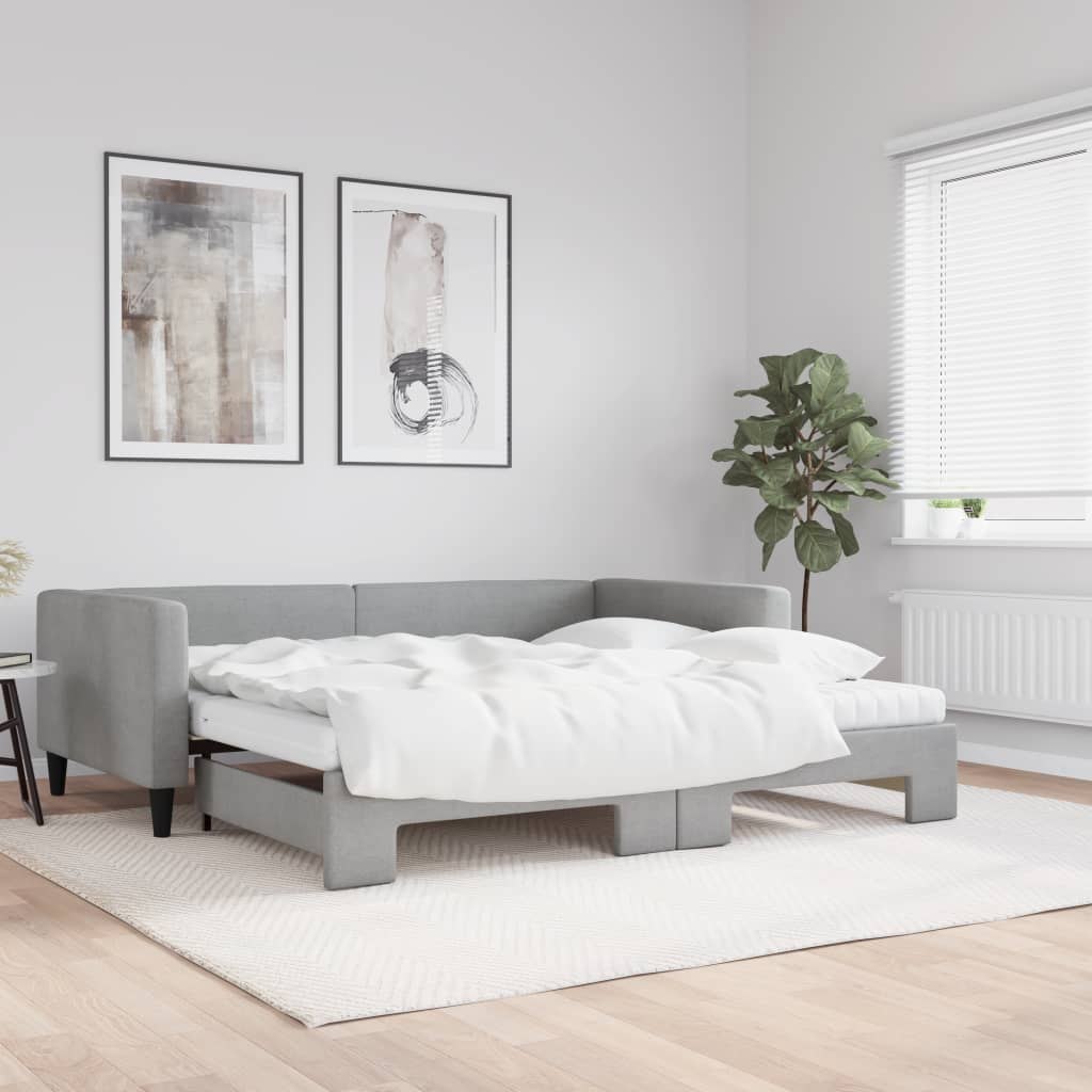 Sofa rozsuwana z materacami, jasnoszara, 100x200 cm, tkanina Lumarko!