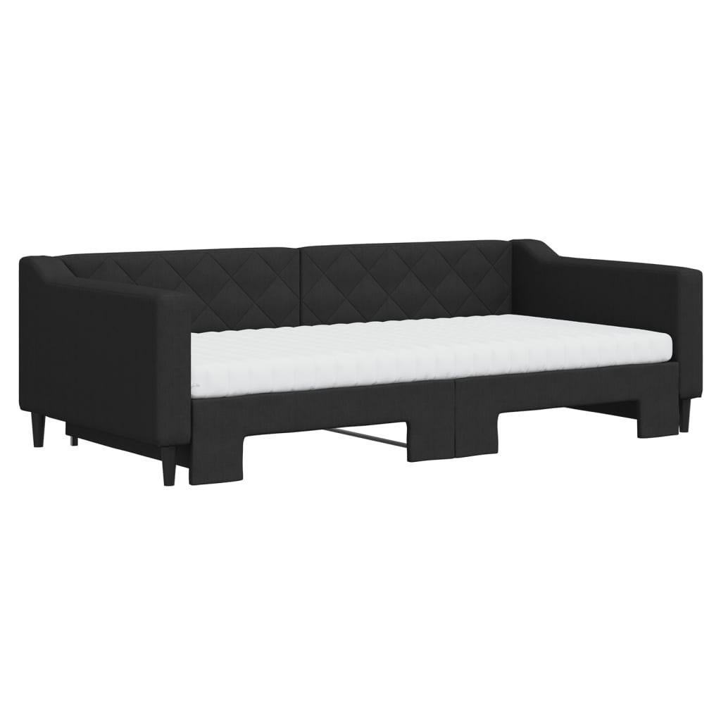 Sofa rozsuwana z materacami, czarna, 100x200 cm, tkanina Lumarko!