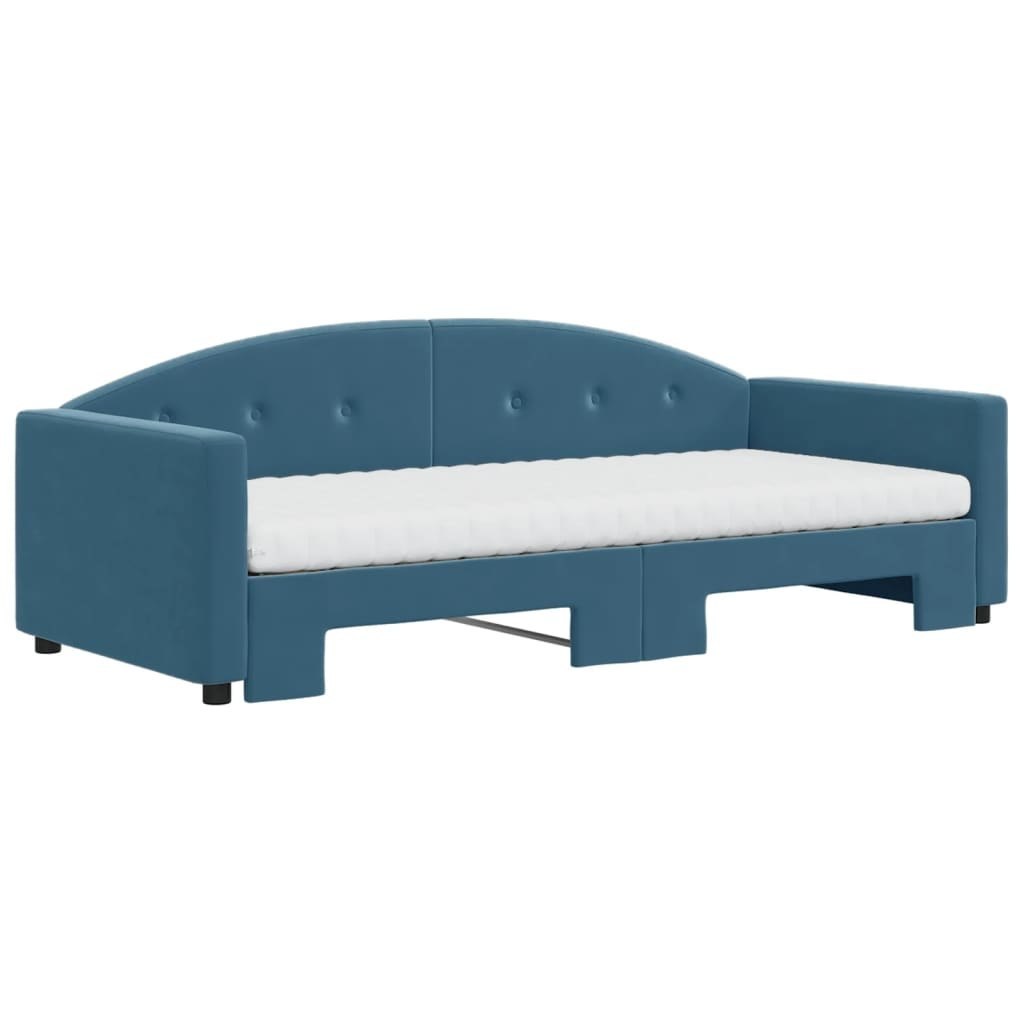Sofa rozsuwana z materacami, niebieska, 90x200 cm, aksamit Lumarko!