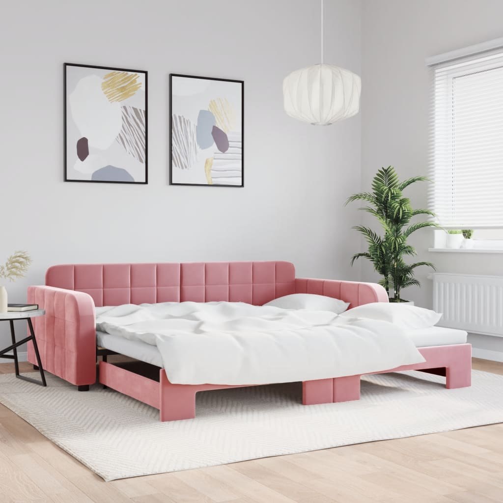 Sofa rozsuwana, różowa, 100x200 cm, aksamit Lumarko!