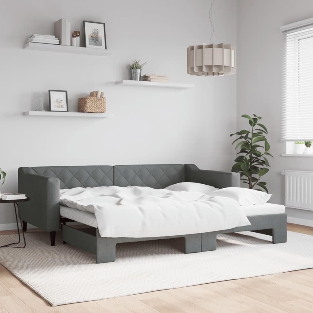 Sofa rozsuwana, ciemnoszara, 90x190 cm, tkanina Lumarko!