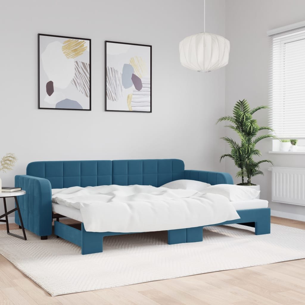 Sofa rozsuwana, niebieska, 80x200 cm, aksamit Lumarko!