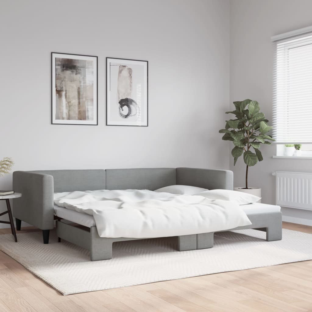 Sofa rozsuwana, jasnoszara, 100x200 cm, tkanina Lumarko!