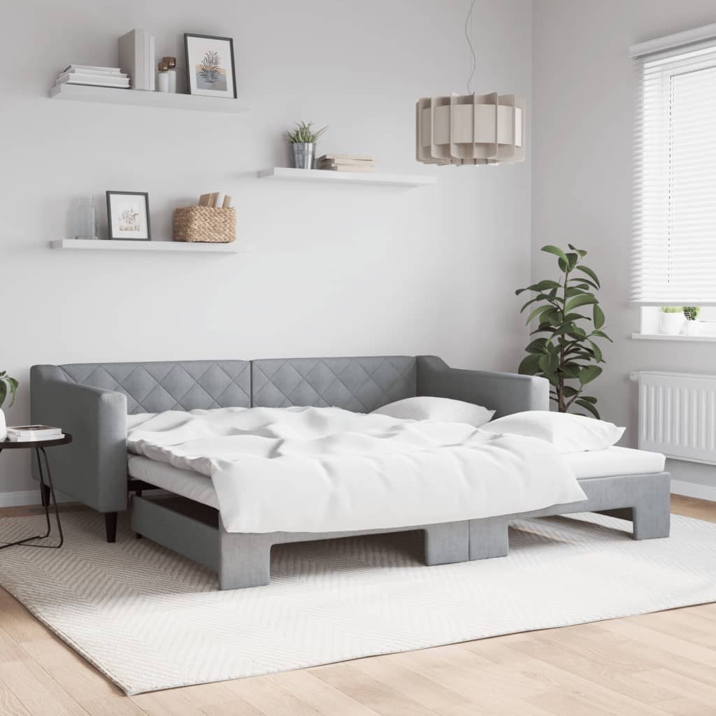 Sofa rozsuwana, jasnoszara, 100x200 cm, tkanina Lumarko!