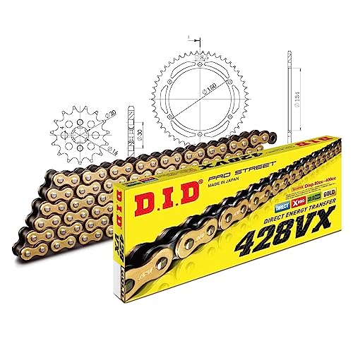 Zestaw łańcuchów DID stal 428VX / 126 zapięcie na klips do Kawasaki KMX 125 ccm rok prod. 2000-2003
