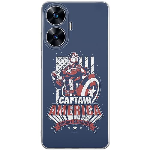 Etui Kapitan Ameryka 018 Marvel Nadruk pełny Granatowy Producent: Realme, Model: C55