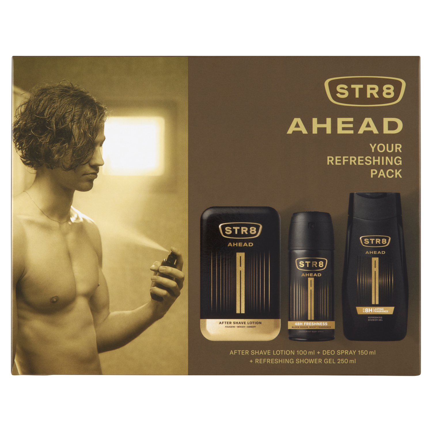 zestaw: woda po goleniu, 100 ml + dezodorant męski w sprayu, 150 ml + żel pod prysznic, 250 ml