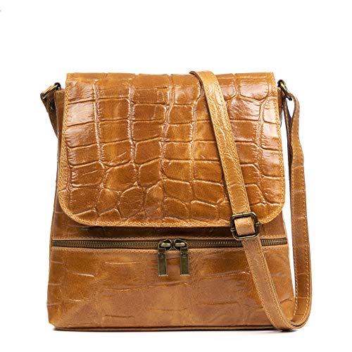 FIRENZE ARTEGIANI. Orlena Torba na ramię Kobieta.Prawdziwa skóra Zamsz Grawerowany Krokodyl Duży .Made in Italy. Vera Pelle Italiana.27x6x26 cm, Skóra, Użytkowy