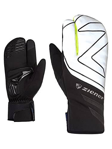 Ziener Unisex DALYO rękawiczki rowerowe, zimowe |wodoszczelne, Soft-Shell, wyściełane, Black.Poison Yellow, 10,5