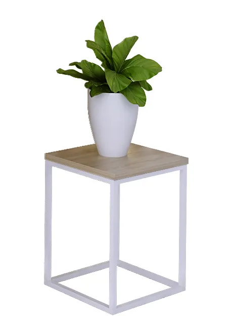 Minimalistyczny kwietnik biały + dąb sonoma T2-H75