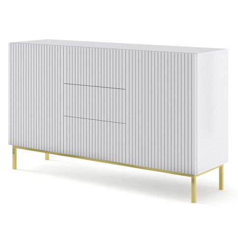 Biała komoda z lamelami na złotej ramie Z1-C42