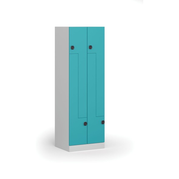 Szafka ubraniowa Z, 4 szafki, 1850 x 600 x 500 mm, zamek elektryczny, drzwi zielone
