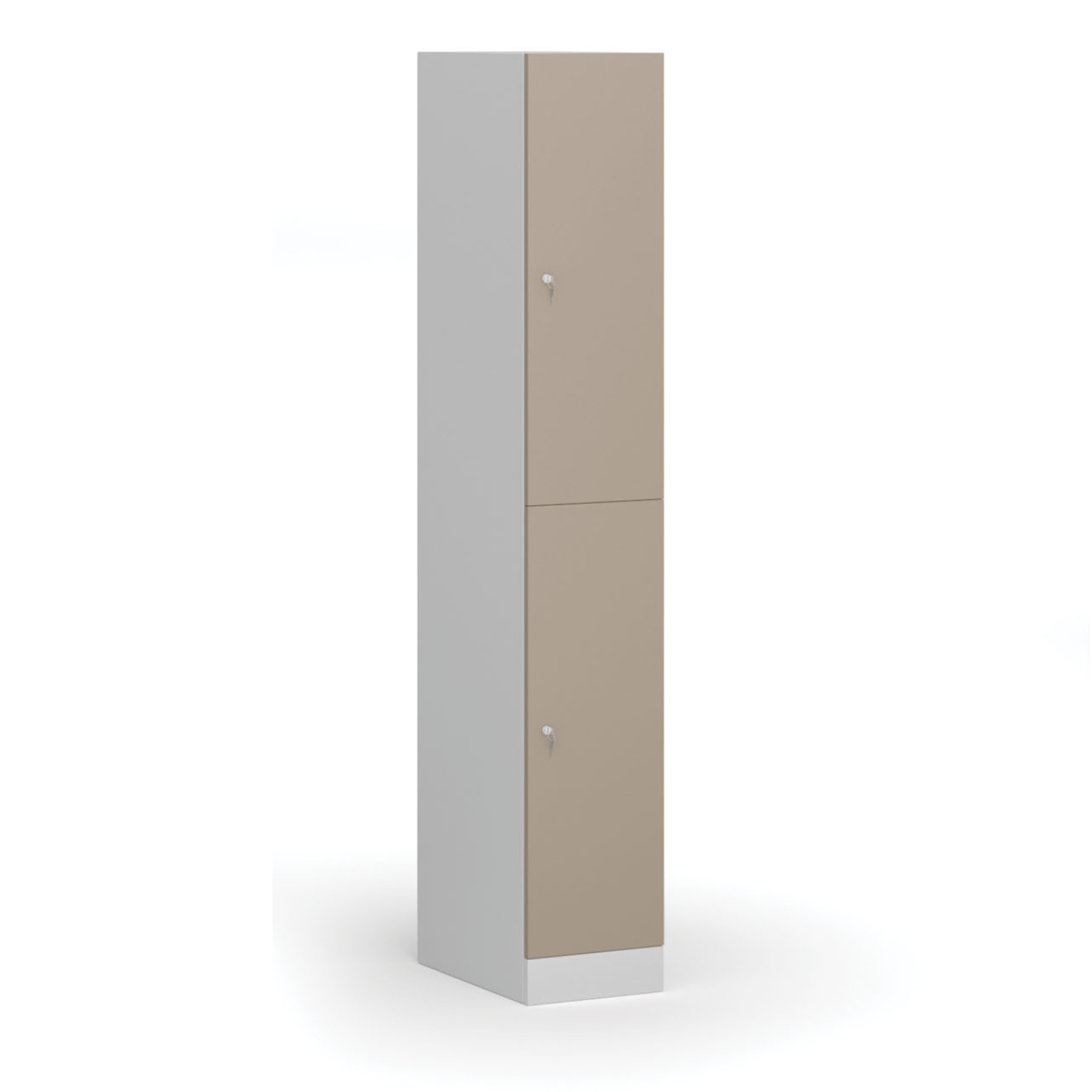 Szafka ubraniowa ze schowkami, 2 schowki, 1850 x 300 x 500 mm, zamek cylindryczny, drzwi beżowe