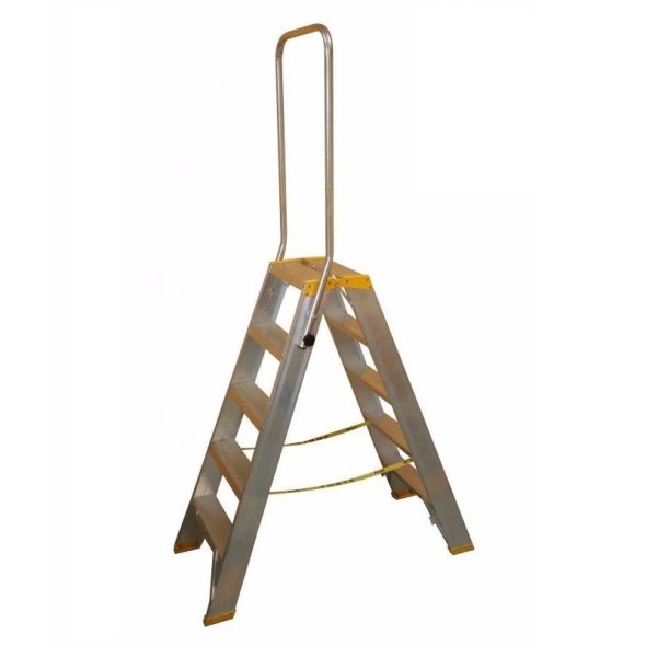 Schodki aluminiowe dwustronne ALVE FORTE z uchwytem, 2x6 stopni, wysokość 1,28 m