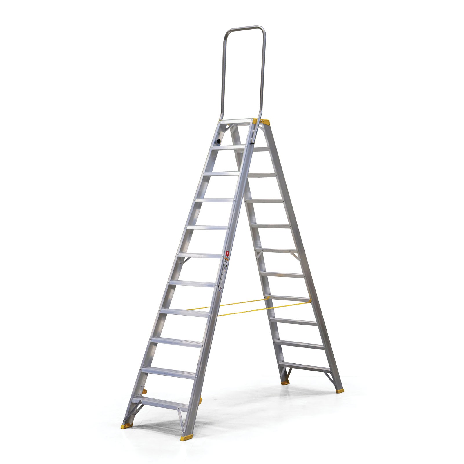 Schodki aluminiowe dwustronne ALVE FORTE z uchwytem, 2x11 stopni, wysokość 2,34 m