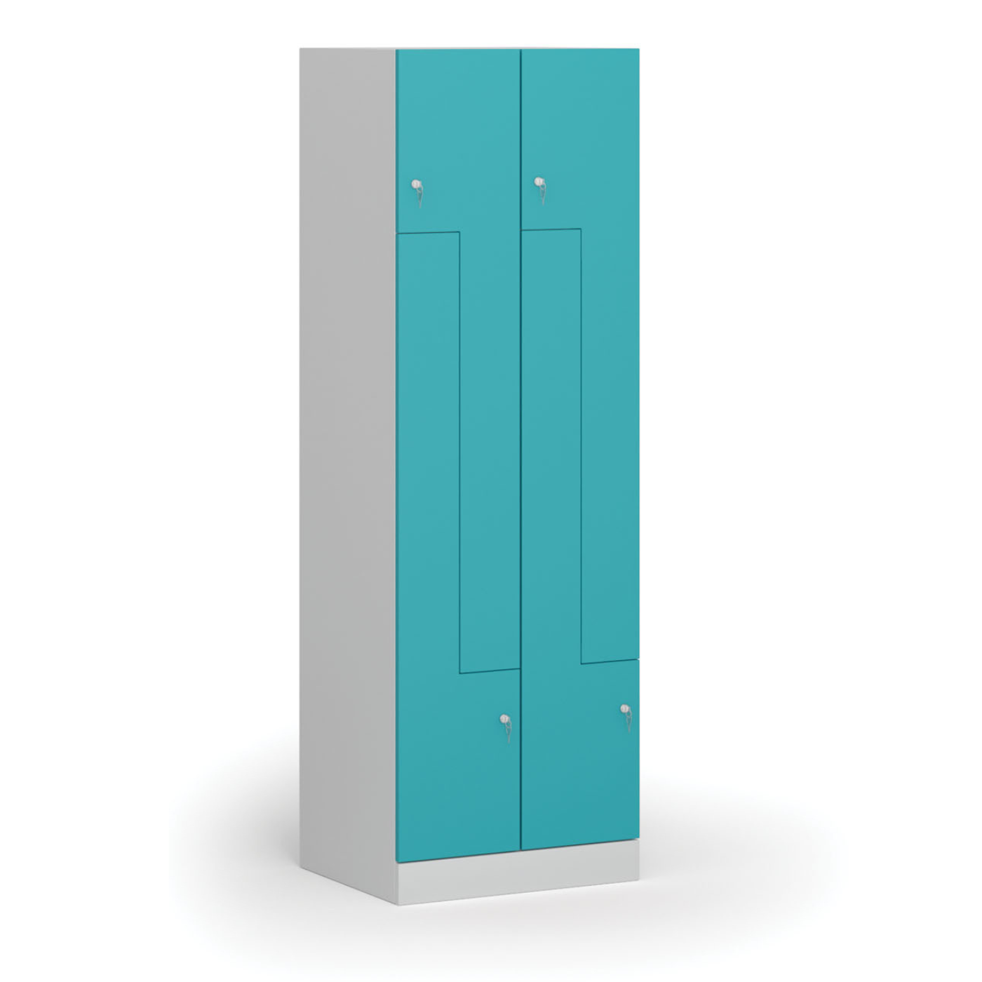 Szafka ubraniowa Z, 4 szafki, 1850 x 600 x 500 mm, zamek cylindryczny, drzwi zielone
