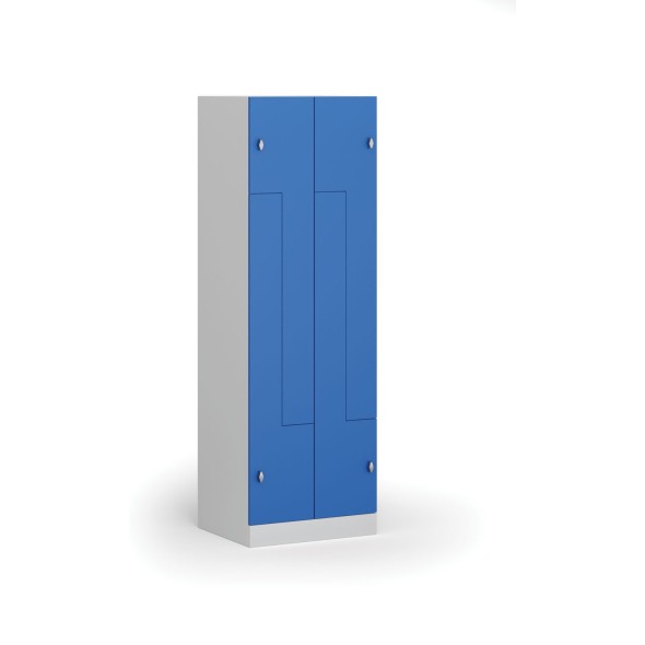 Szafka ubraniowa Z, 4 szafki, 1850 x 600 x 500 mm, zamek obrotowy, drzwi niebieskie