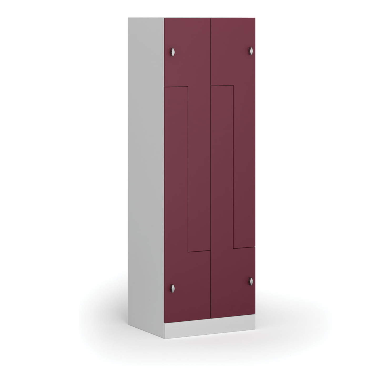 Szafka ubraniowa Z, 4 szafki, 1850 x 600 x 500 mm, zamek obrotowy, drzwi czerwone
