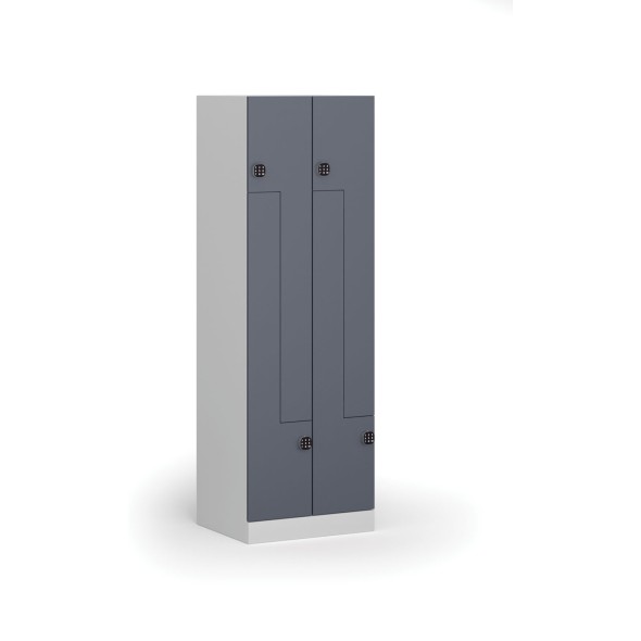 Szafka ubraniowa Z, 4 szafki, 1850 x 600 x 500 mm, zamek elektryczny, drzwi ciemnoszare