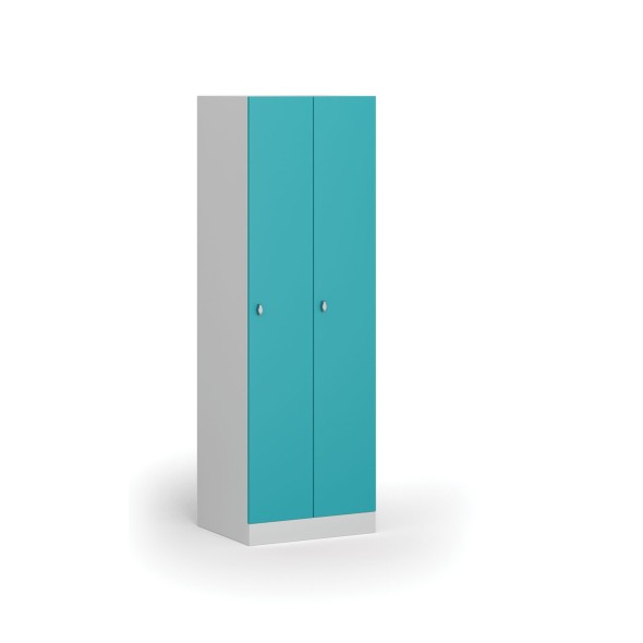 Szafka ubraniowa metalowa, 2-drzwiowa, 1850 x 600 x 500 mm, zamek obrotowy, drzwi zielone