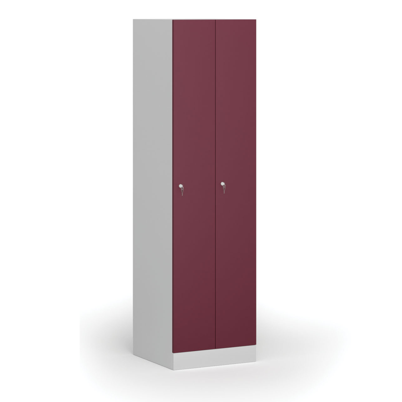 Szafka ubraniowa metalowa, 2 szafki, 1850 x 500 x 500 mm, zamek cylindryczny, drzwi czerwone