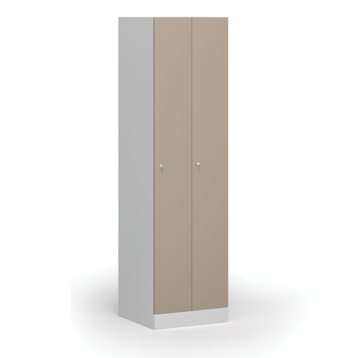 Szafka ubraniowa metalowa, 2 szafki, 1850 x 500 x 500 mm, zamek cylindryczny, drzwi beżowe