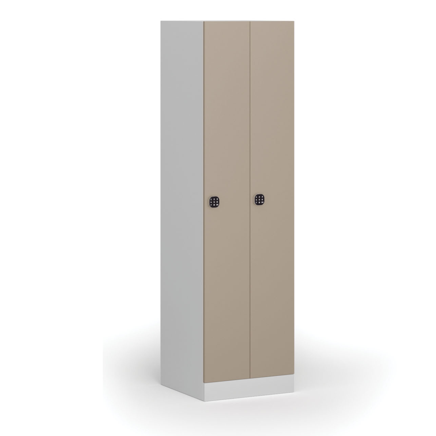 Szafka ubraniowa metalowa, 2 szafki, 1850 x 500 x 500 mm, zamek elektroniczny na kod, drzwi beżowe