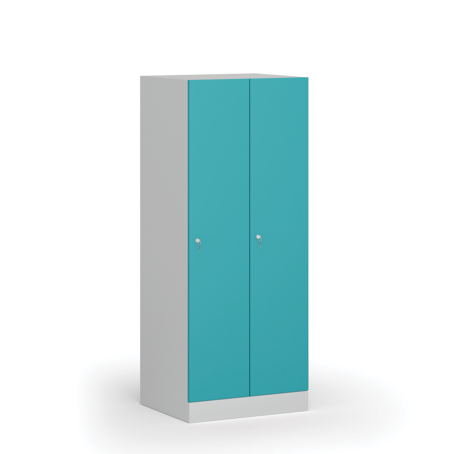 Szafka ubraniowa obniżona, 2 schowki, 1500 x 600 x 500 mm, zamek cylindryczny, drzwi zielone