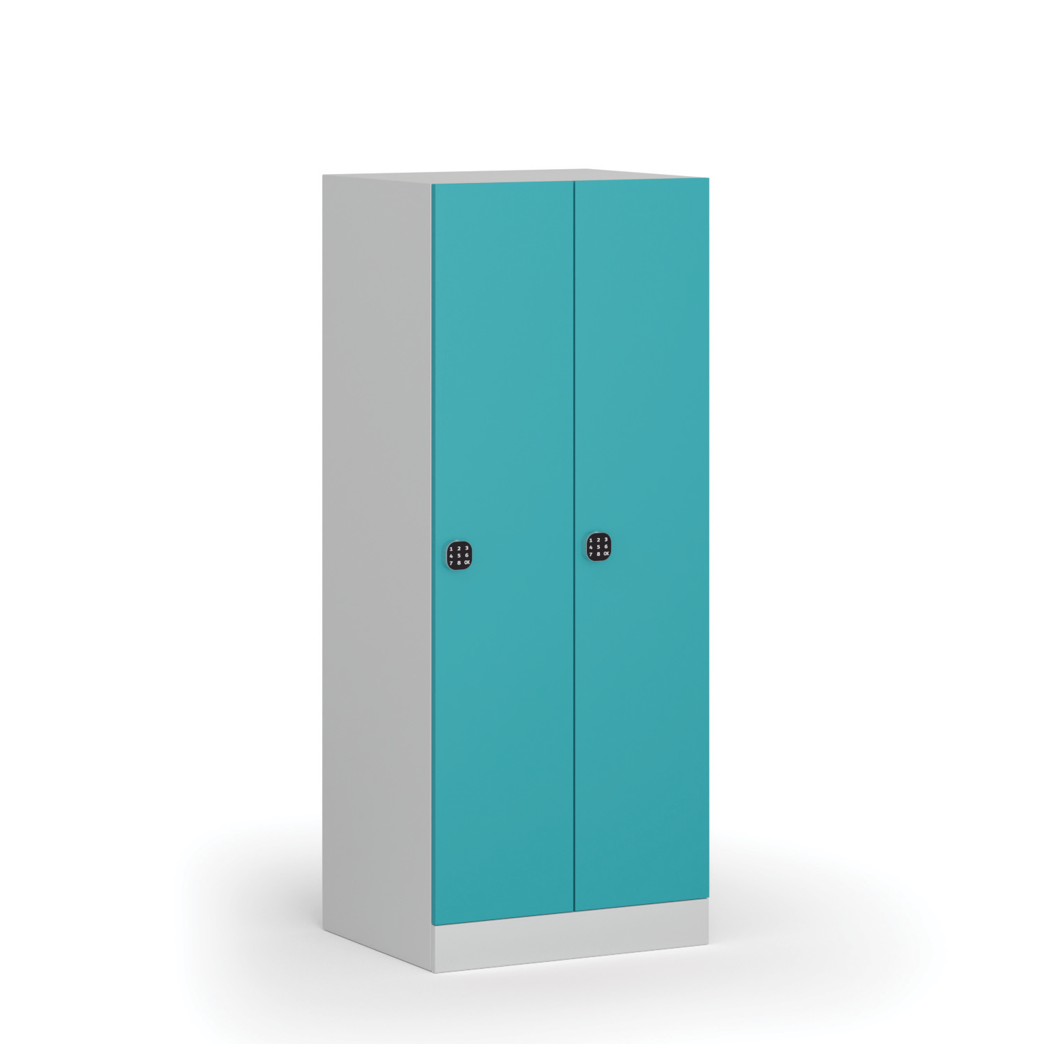 Szafka ubraniowa obniżona, 2 schowki, 1500 x 600 x 500 mm, zamek elektroniczny z kodem, drzwi zielone