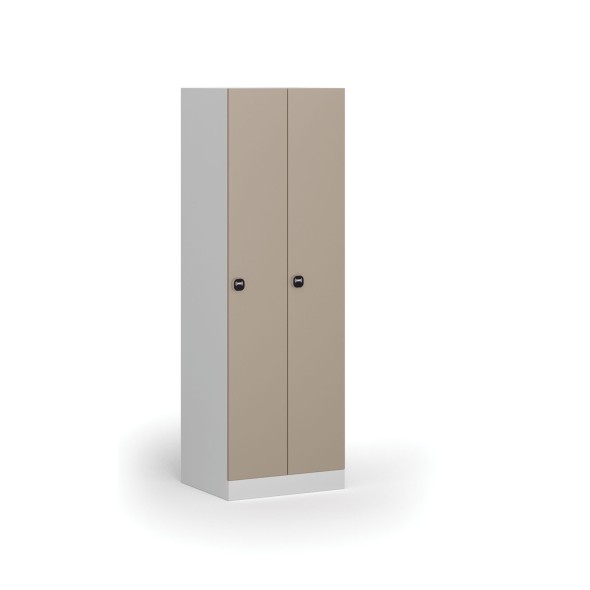 Szafka ubraniowa metalowa, 2-drzwiowa, 1850 x 600 x 500 mm, zamek z czytnikiem kart RFID, drzwi beżowe
