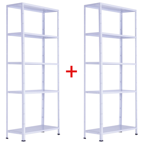 Regał półkowy 1+1 GRATIS, 1760x750x300 mm, 6 półek, nośność półki 75 kg, RAL 7031