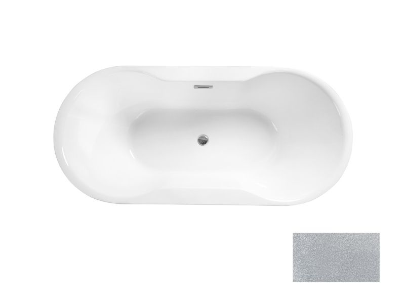 Besco Navia Glam Wanna wolnostojąca 160x80 cm biały połysk/srebrny + syfon z przelewem chrom WA-160-NSR - odbiór osobisty: Kraków, Warszawa