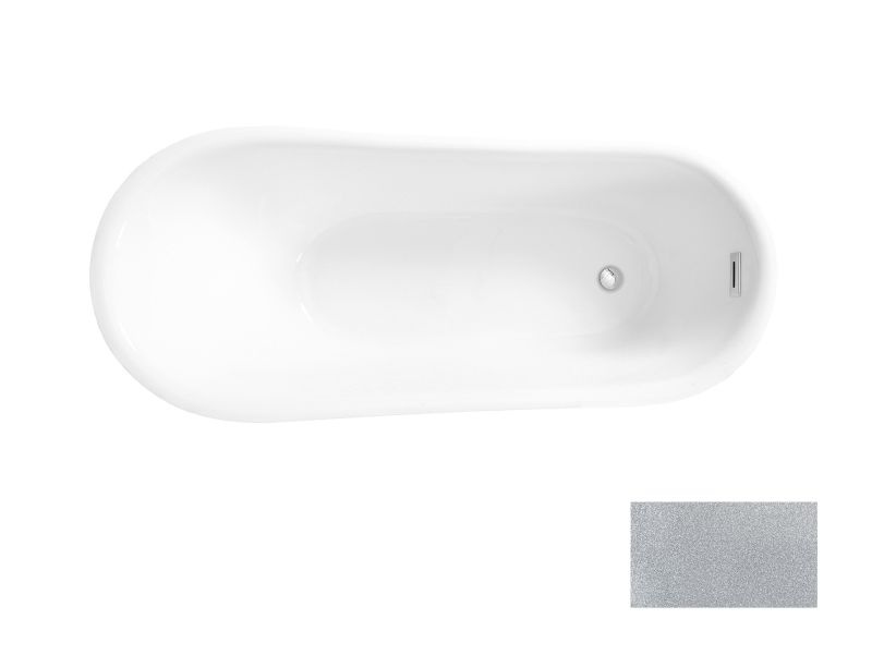 Besco Calima Glam Wanna wolnostojąca 170x74 cm biały połysk/srebrny + maskownica syfonu z przelewem czarny WAS-170-CSC - odbiór osobisty: Kraków, Warszawa