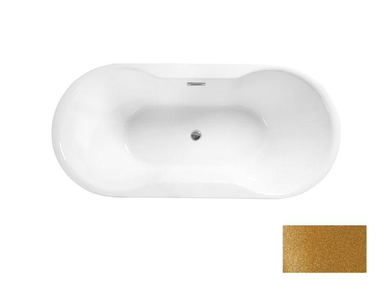 Besco Navia Glam Wanna wolnostojąca 150x80 cm biały połysk/złoty + syfon z przelewem chrom WA-150-NZL - odbiór osobisty: Kraków, Warszawa