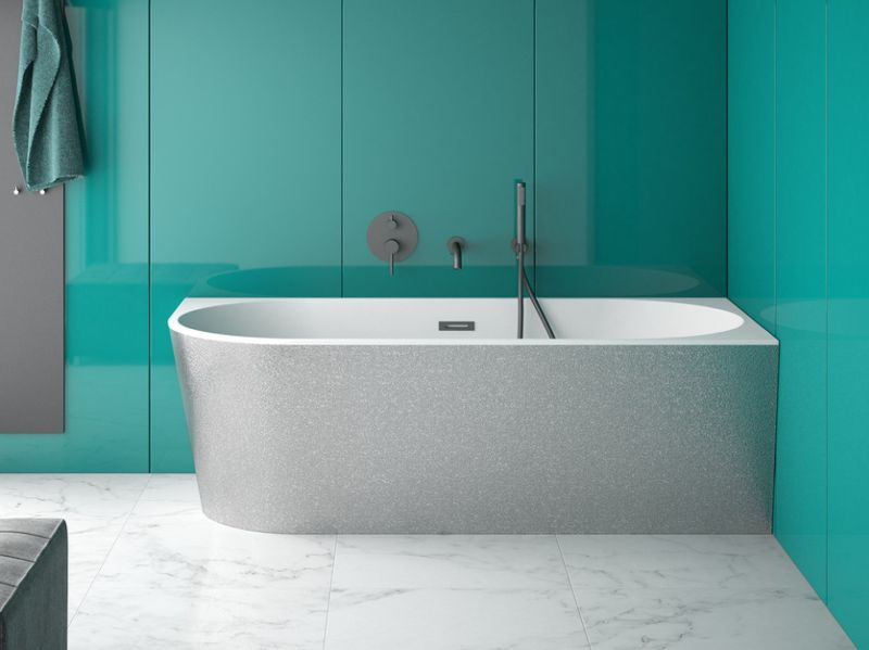 Besco Zoya Glam Wanna wolnostojąca przyścienna 150x75 cm lewa biały połysk/srebrny + syfon z przelewem chrom WA-150-ZLSR - odbiór osobisty: Kraków, Warszawa