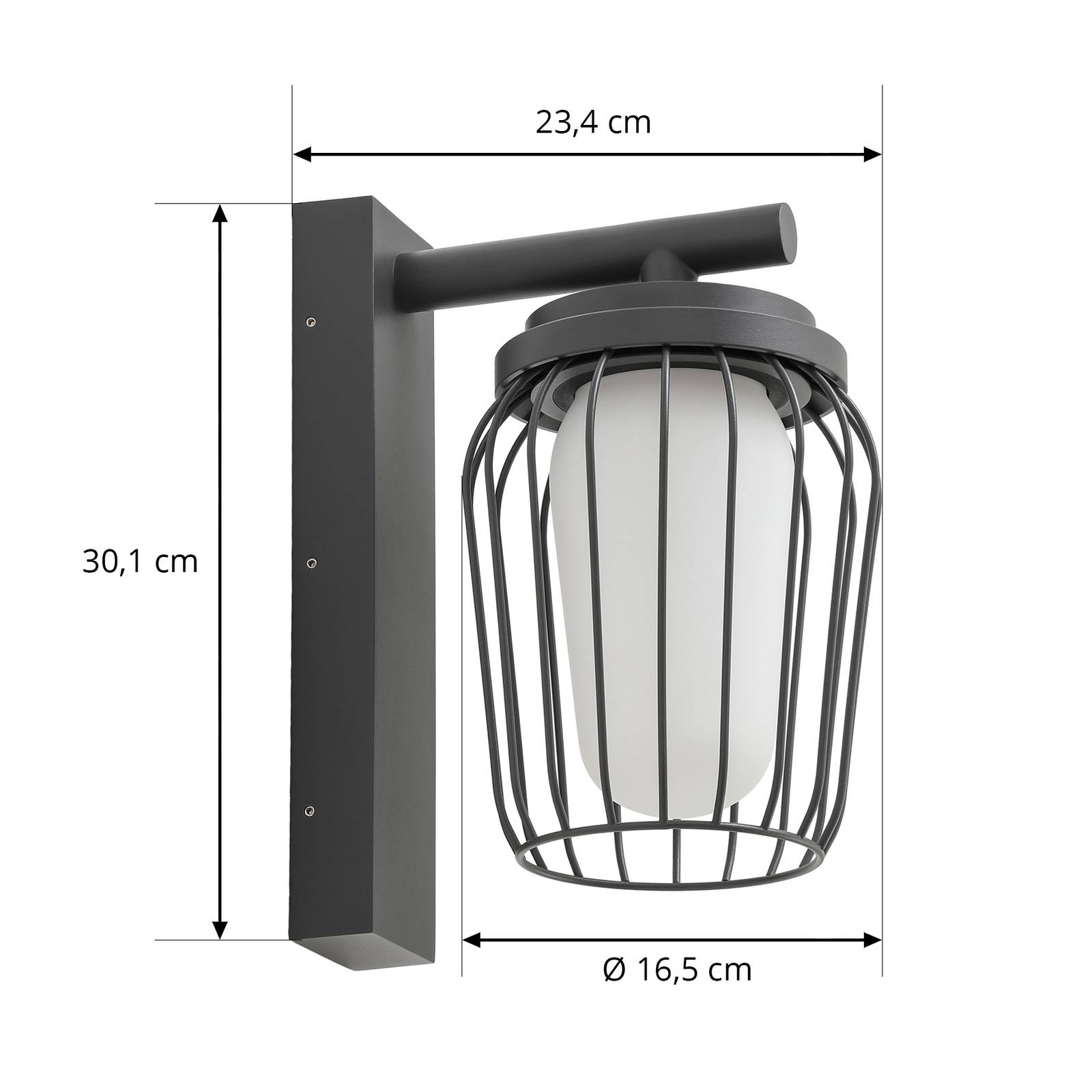 Lucande kinkiet zewnętrzny Chandan, 30 cm, czarny, aluminium