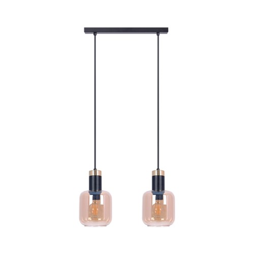 Doka lampa wisząca 2xE27 czarna/bursztynowa K-5266