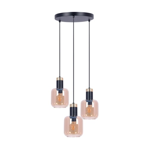 Doka lampa wisząca 3xE27 czarna/bursztynowa K-5267