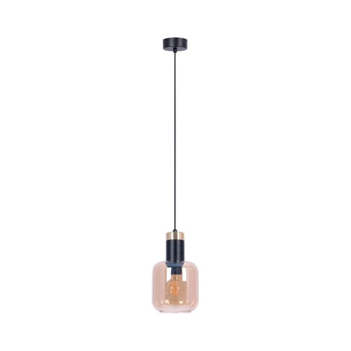 Doka lampa wisząca 1xE27 czarna/bursztynowa K-5265