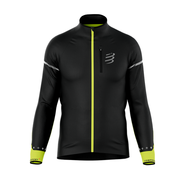 COMPRESSPORT Kurtka biegowa męska HURRICANE WINDPROOF JACKET FLASH black/fluo