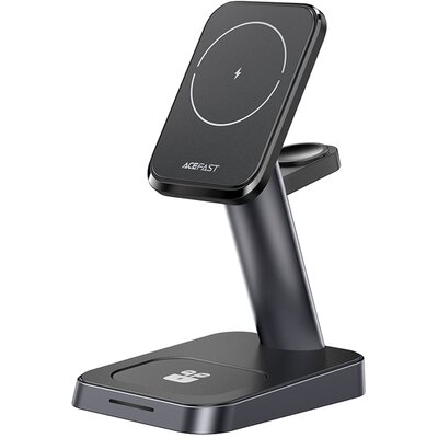Acefast bezprzewodowa ładowarka Qi 15W do Apple iPhone (z MagSafe), Watch i AirPods stojak podstawka uchwyt magnetyczny czarny (E3 black) E3 black