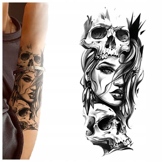 Tatuaż Zmywalny Tymczasowy Kobieta / Czaszki