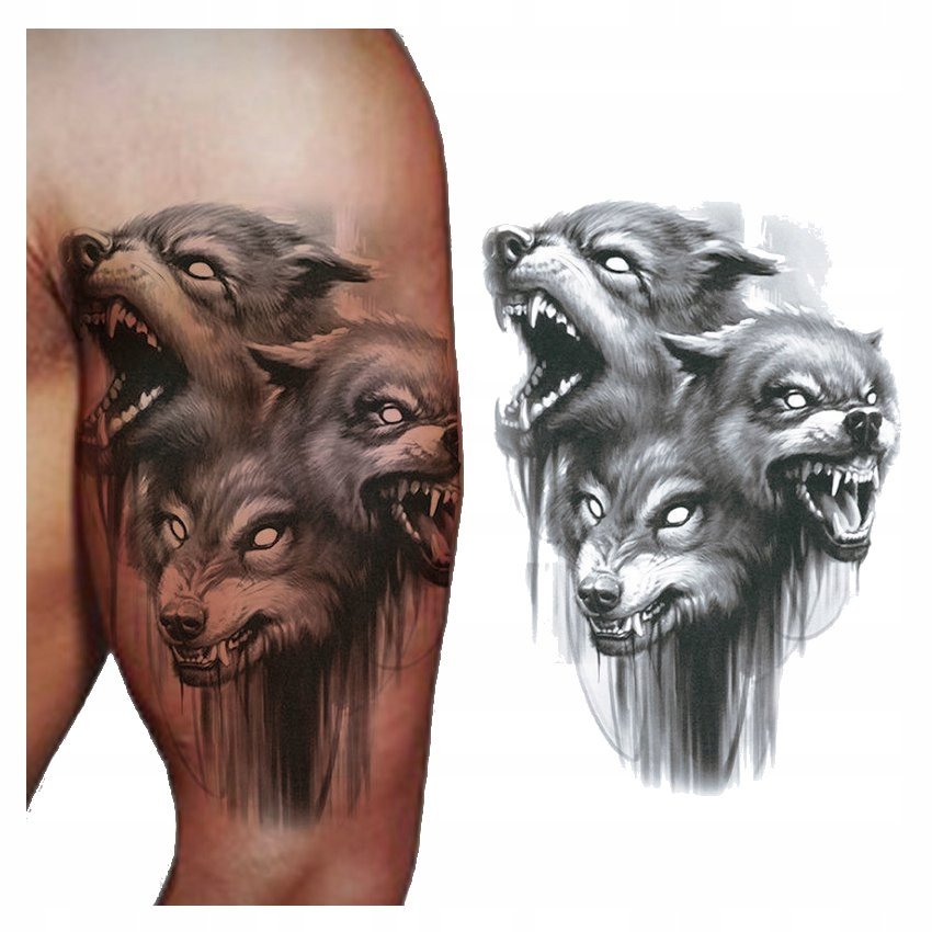 Tatuaż Zmywalny Tymczasowy Cerber / Trzygłowy Pies